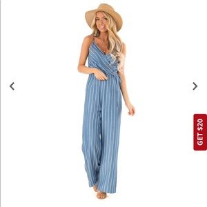 Blue striped jumpsuit